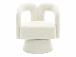 Hot Silla giratoria 360°, sillón giratorio en tejido bouclé, sillón lounge con reposabrazos, sillón relax de respaldo alto con apoyabrazos Beige