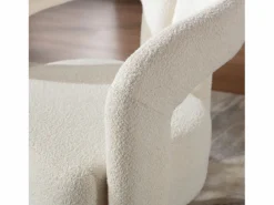 Hot Silla giratoria 360°, sillón giratorio en tejido bouclé, sillón lounge con reposabrazos, sillón relax de respaldo alto con apoyabrazos Beige