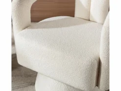 Hot Silla giratoria 360°, sillón giratorio en tejido bouclé, sillón lounge con reposabrazos, sillón relax de respaldo alto con apoyabrazos Beige