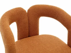 Hot Silla giratoria 360°, sillón giratorio en tejido bouclé, sillón lounge con reposabrazos, sillón relax de respaldo alto con apoyabrazos Naranja