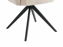 Discount Vente-unique Silla giratoria con reposabrazos de terciopelo acanalado y metal negro - - KONYA Crema