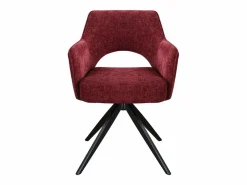 Vente-unique Silla giratoria con reposabrazos en tela texturizada y metal negro - Burdeos - KONYA