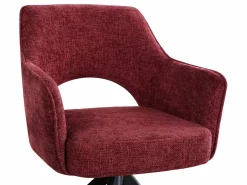 Vente-unique Silla giratoria con reposabrazos en tela texturizada y metal negro - Burdeos - KONYA