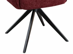 Vente-unique Silla giratoria con reposabrazos en tela texturizada y metal negro - Burdeos - KONYA