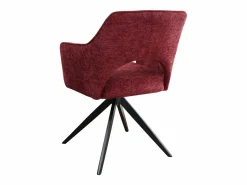 Vente-unique Silla giratoria con reposabrazos en tela texturizada y metal negro - Burdeos - KONYA