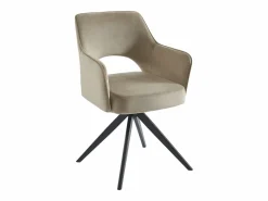 Outlet Silla giratoria con reposabrazos de terciopelo y metal negro - - KONYA Sillas Y Lotes De Sillas