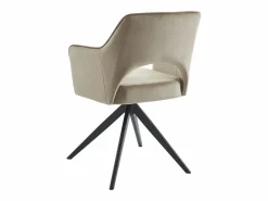Outlet Silla giratoria con reposabrazos de terciopelo y metal negro - - KONYA Sillas Y Lotes De Sillas