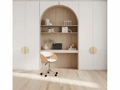 Rendez-Vous Déco Silla giratoria de madera y PU con ruedas - Adelmar