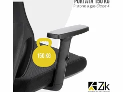 Outlet Silla giratoria de oficina ergonómica con reposabrazos, reposacabezas y soporte lumbar, ajustable, silla de escritorio de tela, - ZIK Silla De Oficina