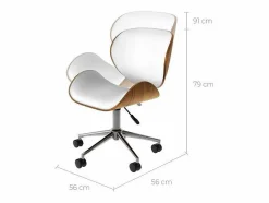 Sale Silla giratoria de oficina en piel sintética blanca 79-91cm - Baudoin Silla De Escritorio