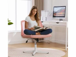 Sale Silla giratoria de oficina - Sillón giratorio con función de balanceo y ajuste de altura - malla Rosa