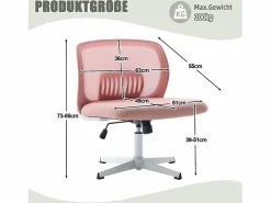 Sale Silla giratoria de oficina - Sillón giratorio con función de balanceo y ajuste de altura - malla Rosa