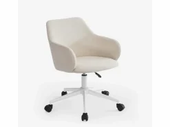 Online FRANCHINISHOP Silla giratoria de tela con reposabrazos para oficina y teletrabajo Kivri - Blanco