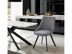 Hot AHD Silla giratoria de tela para salón-comedor de diseño moderno Navya - Oscuro Gris