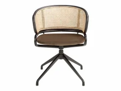Outlet Silla giratoria rattan y terciopelo marrón 4129 Silla De Escritorio