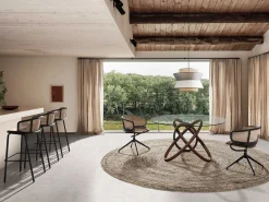 Outlet Silla giratoria rattan y terciopelo marrón 4129 Silla De Escritorio
