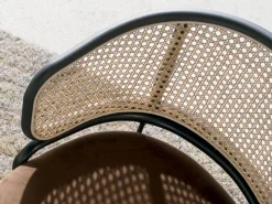 Outlet Silla giratoria rattan y terciopelo marrón 4129 Silla De Escritorio