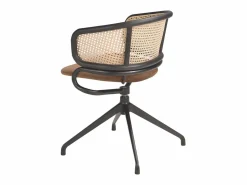 Outlet Silla giratoria rattan y terciopelo marrón 4129 Silla De Escritorio