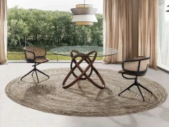 Outlet Silla giratoria rattan y terciopelo marrón 4129 Silla De Escritorio