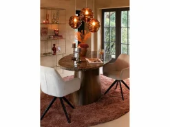 Les Tendances Silla LOUNA con reposabrazos – Tejido suave y patas de acero negro-Color