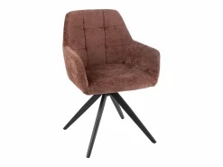 Les Tendances Silla LOUNA con reposabrazos – Tejido suave y patas de acero negro-Color Marrón