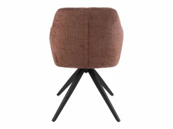 Les Tendances Silla LOUNA con reposabrazos – Tejido suave y patas de acero negro-Color Marrón