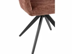 Les Tendances Silla LOUNA con reposabrazos – Tejido suave y patas de acero negro-Color Marrón