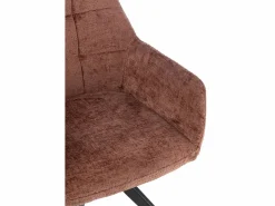 Les Tendances Silla LOUNA con reposabrazos – Tejido suave y patas de acero negro-Color Marrón