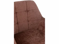 Les Tendances Silla LOUNA con reposabrazos – Tejido suave y patas de acero negro-Color Marrón