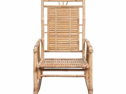Outlet Silla mecedora con cojín bambú PWFG29416 Gris antracita