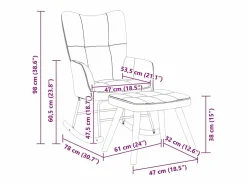 vidaxl Silla mecedora con reposapiés terciopelo claro