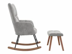 vidaxl Silla mecedora con reposapiés terciopelo claro
