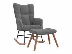 Discount vidaxl Silla mecedora con reposapiés terciopelo oscuro Gris