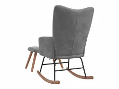 Discount vidaxl Silla mecedora con reposapiés terciopelo oscuro Gris