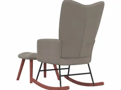Clearance Silla mecedora con reposapiés terciopelo claro ES37237 Sillón Balancín