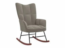 Clearance Silla mecedora con reposapiés terciopelo claro ES37237 Sillón Balancín