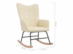 Discount vidaxl Silla mecedora con reposapiés tela color Crema