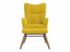 vidaxl Silla mecedora con reposapiés tela mostaza