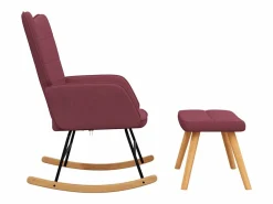 Sale Silla mecedora con reposapiés tela tinto Sillón Balancín