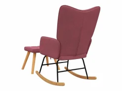 Sale Silla mecedora con reposapiés tela tinto Sillón Balancín