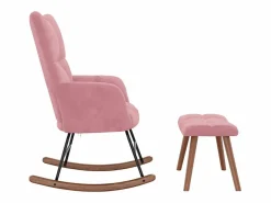 Online Silla mecedora con reposapiés terciopelo Sillón Balancín