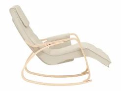 Outlet vidaxl Silla mecedora de tela color Crema