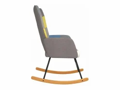 vidaxl Silla mecedora de tela Patchwork