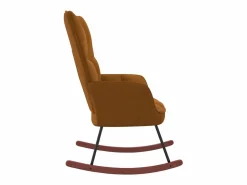Discount Silla mecedora de terciopelo marrón ES33120 Marru00f3n