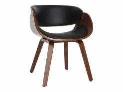 Miliboo Silla negra y madera oscura nogal BENT