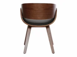 Miliboo Silla negra y madera oscura nogal BENT