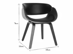 Miliboo Silla negra y madera oscura nogal BENT