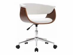 Silla oficina giratoria madera curvada cuero sintético blanco ES761955