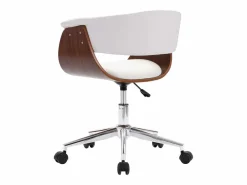 Silla oficina giratoria madera curvada cuero sintético blanco ES761955