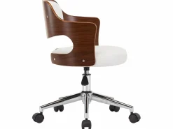 New Silla oficina giratoria madera curvada cuero sintético ES31354 Blanco